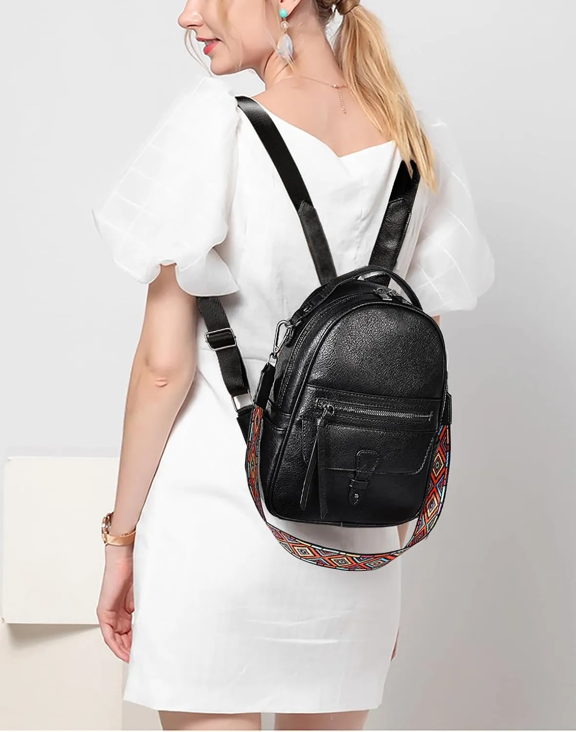 UTO Mini Backpack for Women Ladies Shoulder Backpack Fashion Handbag Convertible Shoulder Bag Purse
