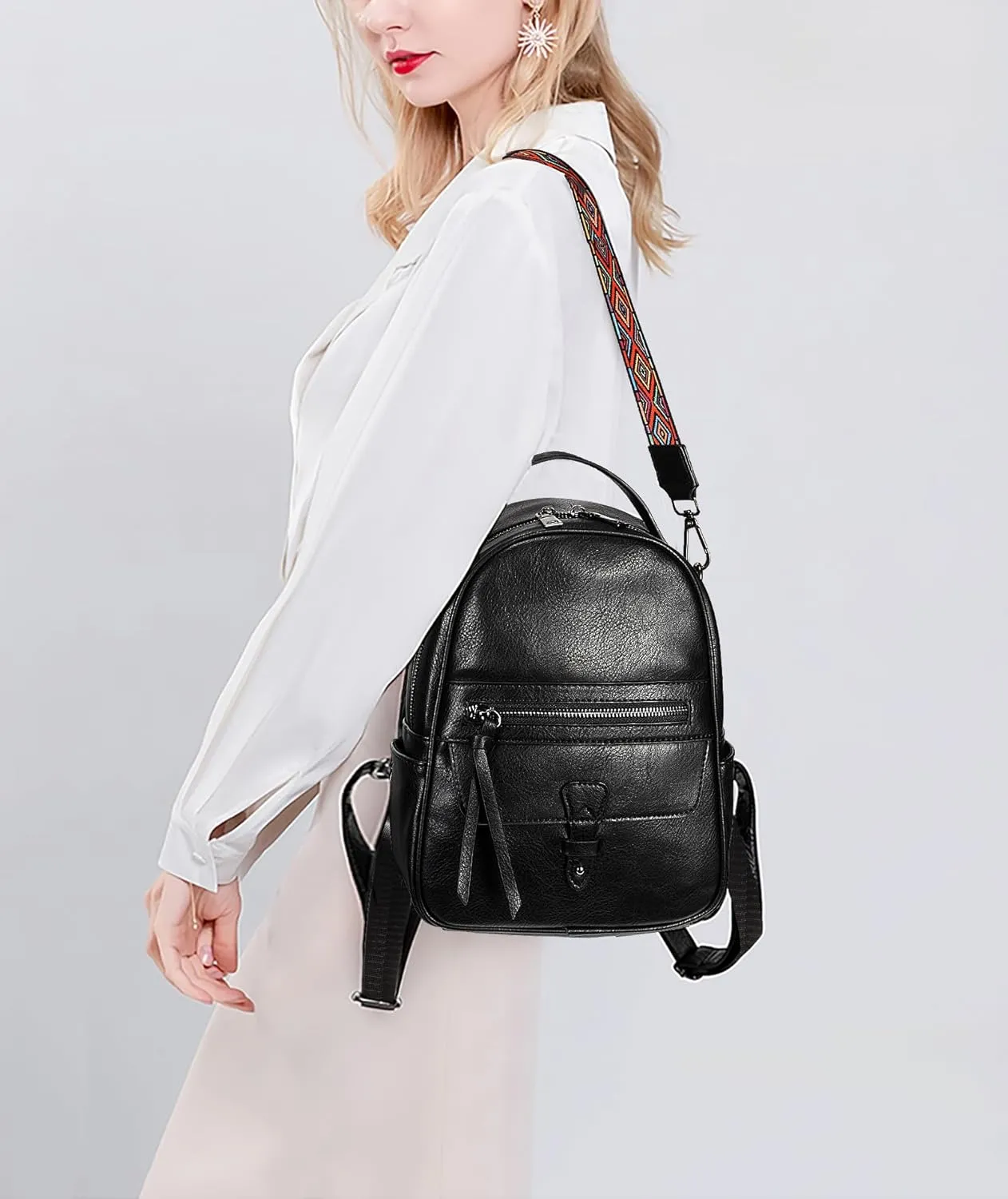 UTO Mini Backpack for Women Ladies Shoulder Backpack Fashion Handbag Convertible Shoulder Bag Purse