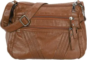uxcell Crossbody Bag for Women, PU Leather Multi Pocket with Adjustable Straps Women's Shoulder Sling Handbags Soft Purse