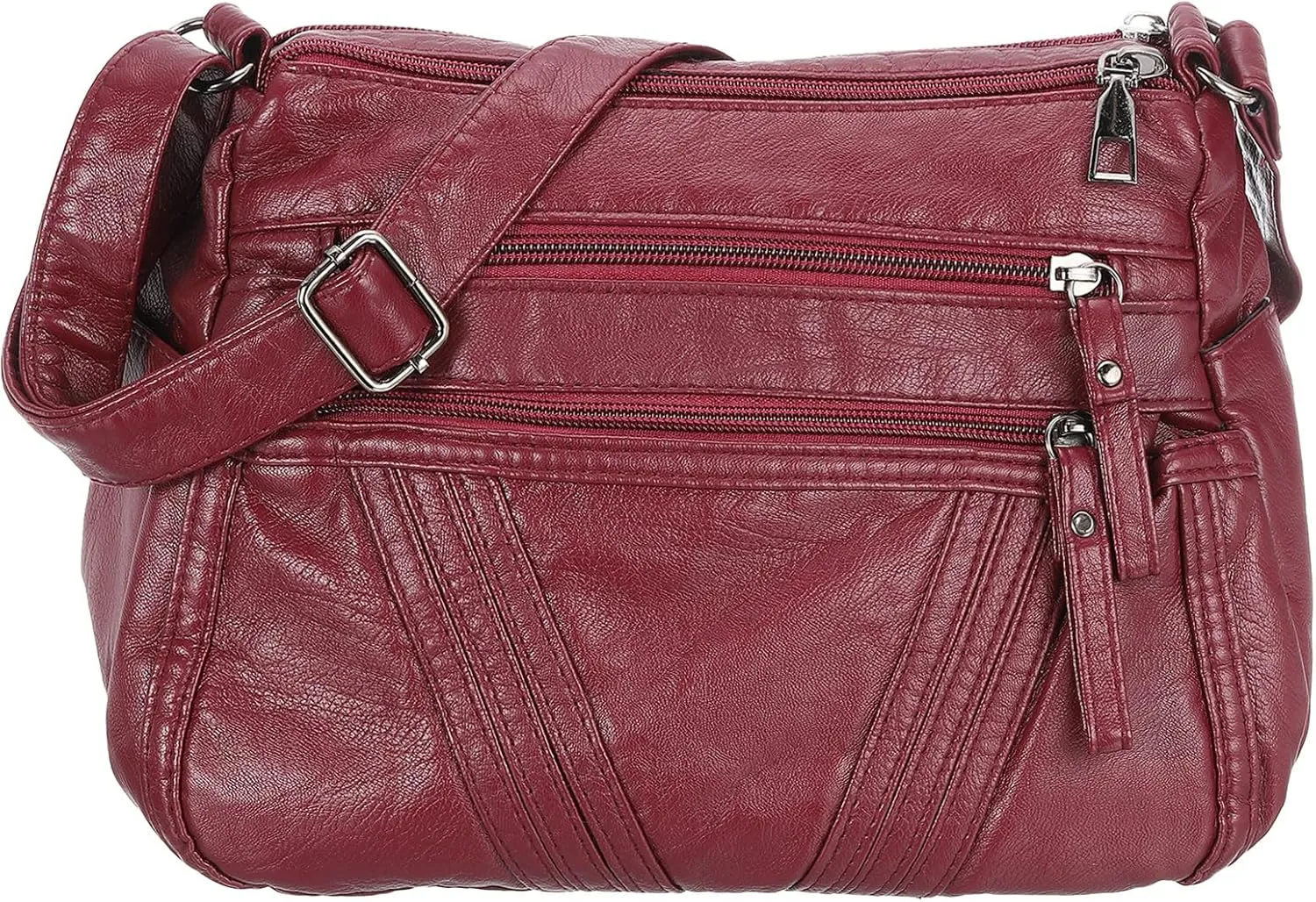 uxcell Crossbody Bag for Women, PU Leather Multi Pocket with Adjustable Straps Women's Shoulder Sling Handbags Soft Purse
