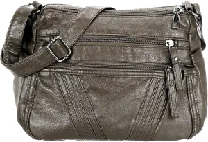 uxcell Crossbody Bag for Women, PU Leather Multi Pocket with Adjustable Straps Women's Shoulder Sling Handbags Soft Purse
