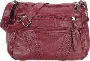 uxcell Crossbody Bag for Women, PU Leather Multi Pocket with Adjustable Straps Women's Shoulder Sling Handbags Soft Purse