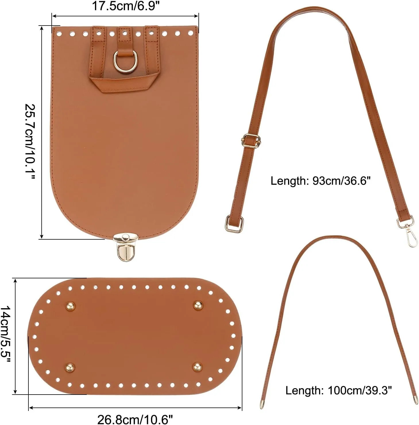uxcell Leather Purse Making Kit, 5Pcs DIY PU Leather Bag Backpack Making Set Bag Bottom, Shoulder Strap, Flap Cover,Drawstring for Purse DIY Making - Brown
