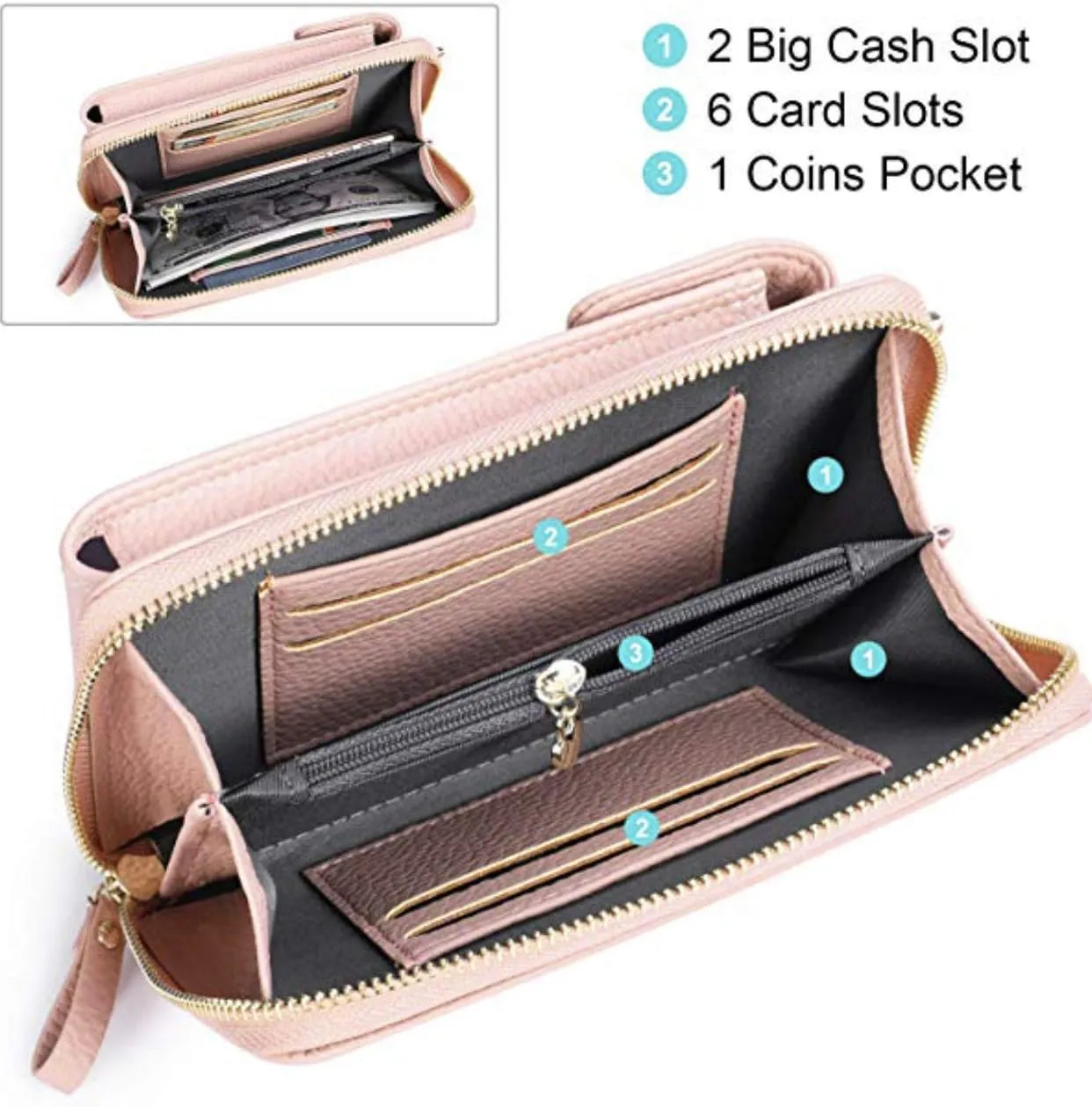 Valentoria Womens Crossbody Bag Cell phone Wallet Small Shoulder Purse Leather Card Handbag