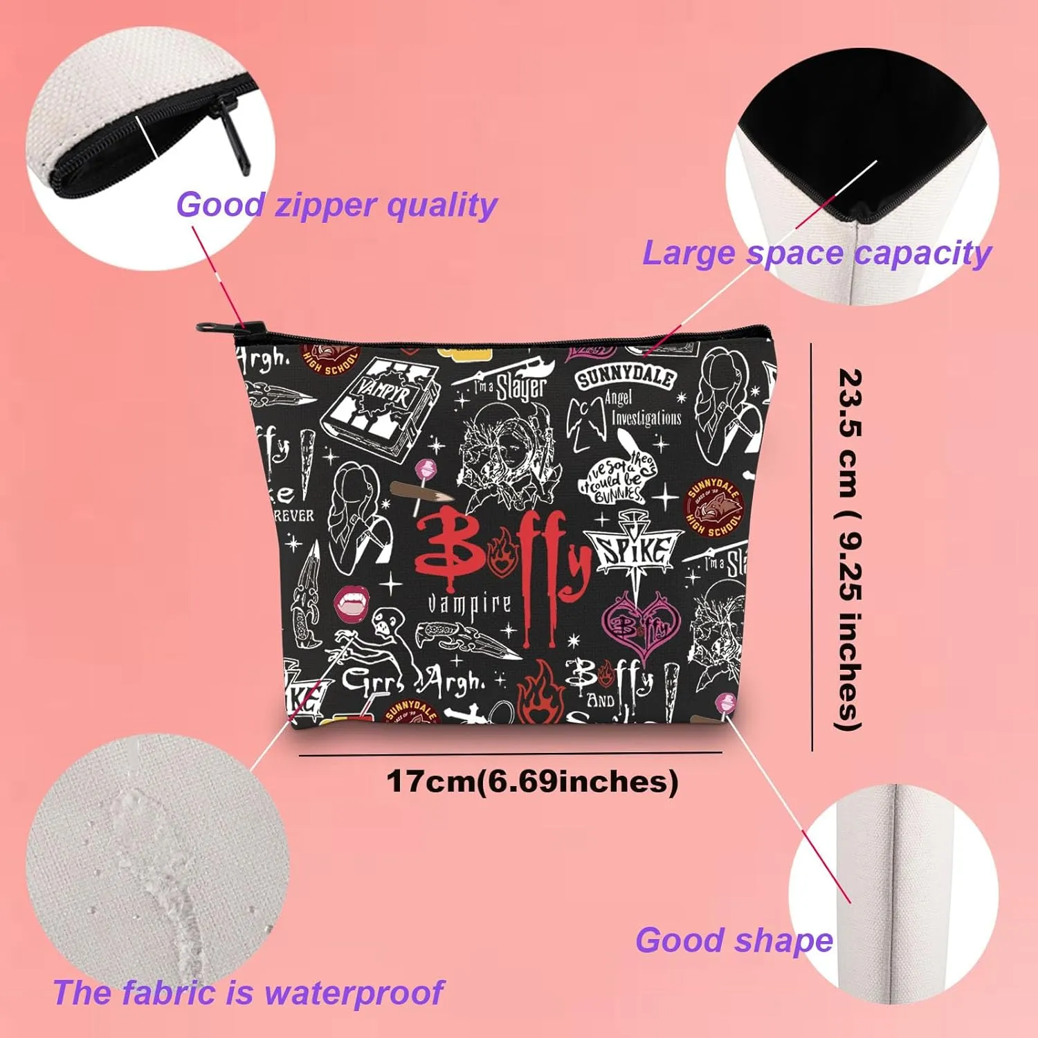 Vampire Merchandise Inspired Tote Bag Vampire Lovers Shoulder Bag 90s TV Show Gift Vampire Character Gift (BufyVampireMupBlk)