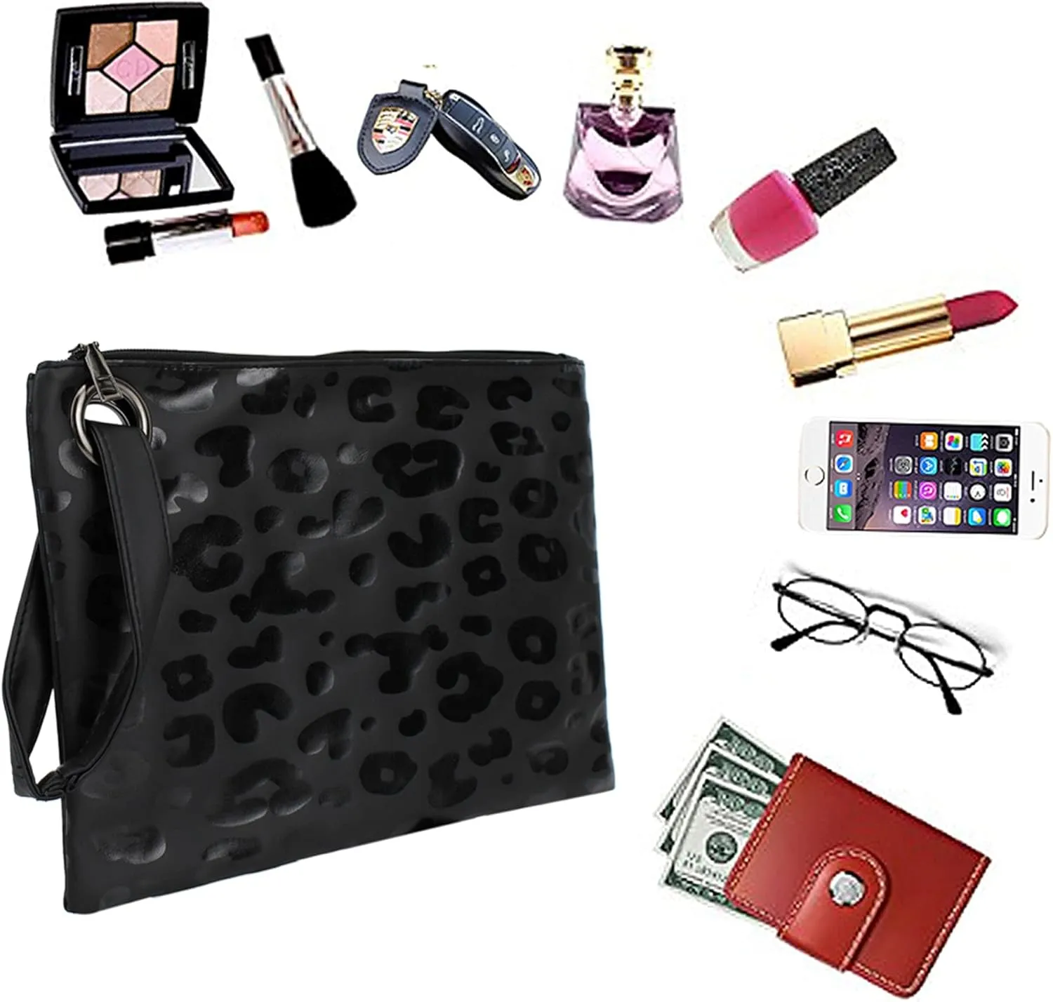 Van Caro Oversized Leather Crocodile Clutch Envelope Purse Evening Handbag for Women