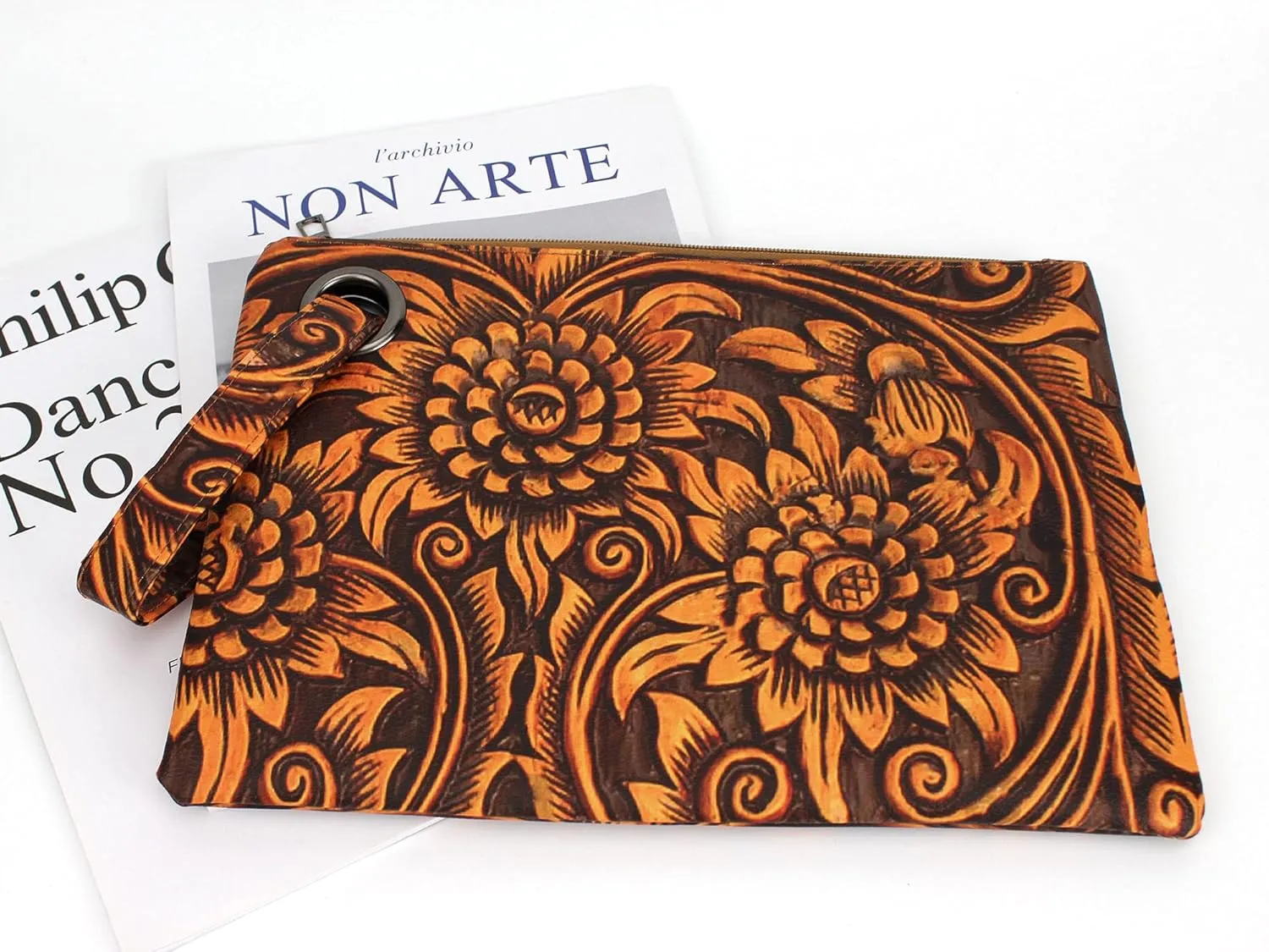 Van Caro Oversized Leather Crocodile Clutch Envelope Purse Evening Handbag for Women