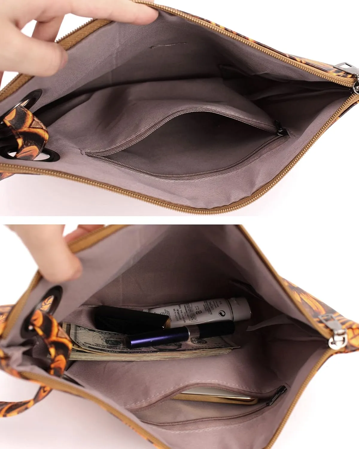 Van Caro Oversized Leather Crocodile Clutch Envelope Purse Evening Handbag for Women