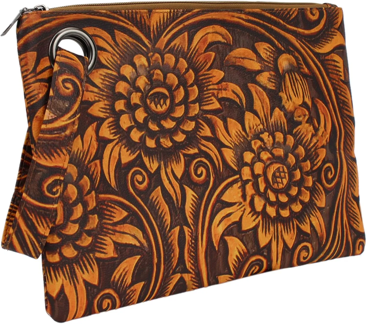 Van Caro Oversized Leather Crocodile Clutch Envelope Purse Evening Handbag for Women