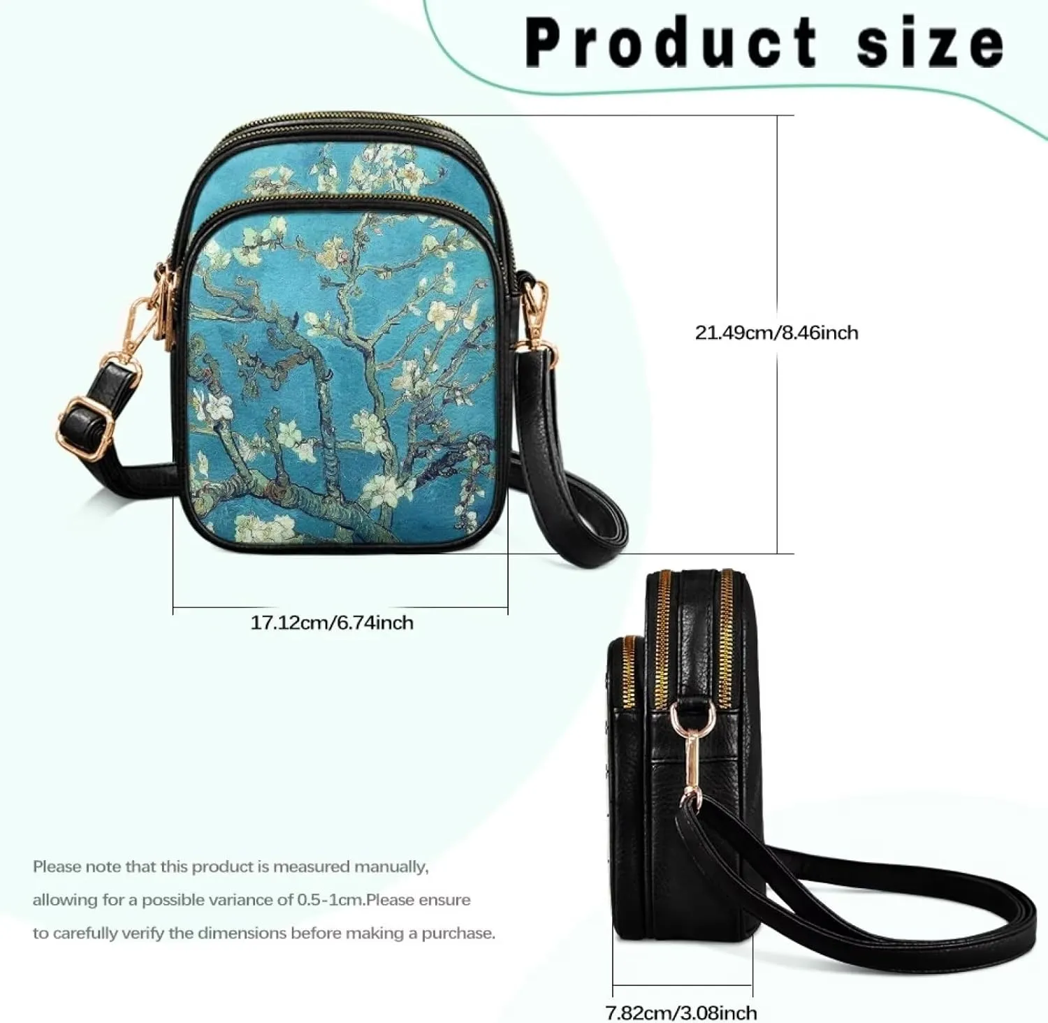 Van Gogh Art Cell Phone Purse Crossbody Bags for Women, Monet Artwork PU Leather Cellphone Bag Small Travel Purses