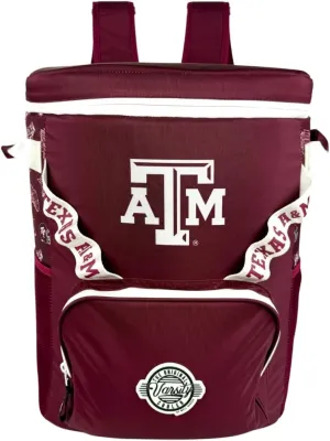 Varsity Cooler University of Texas. A&M Travel Duffle & Backpack–48 Can Leakproof Insulated Tote Cooler, Waterproof Nylon Bag for Outing, Gym, Work & Travel – Adjustable Straps, Durable Zipper Closure