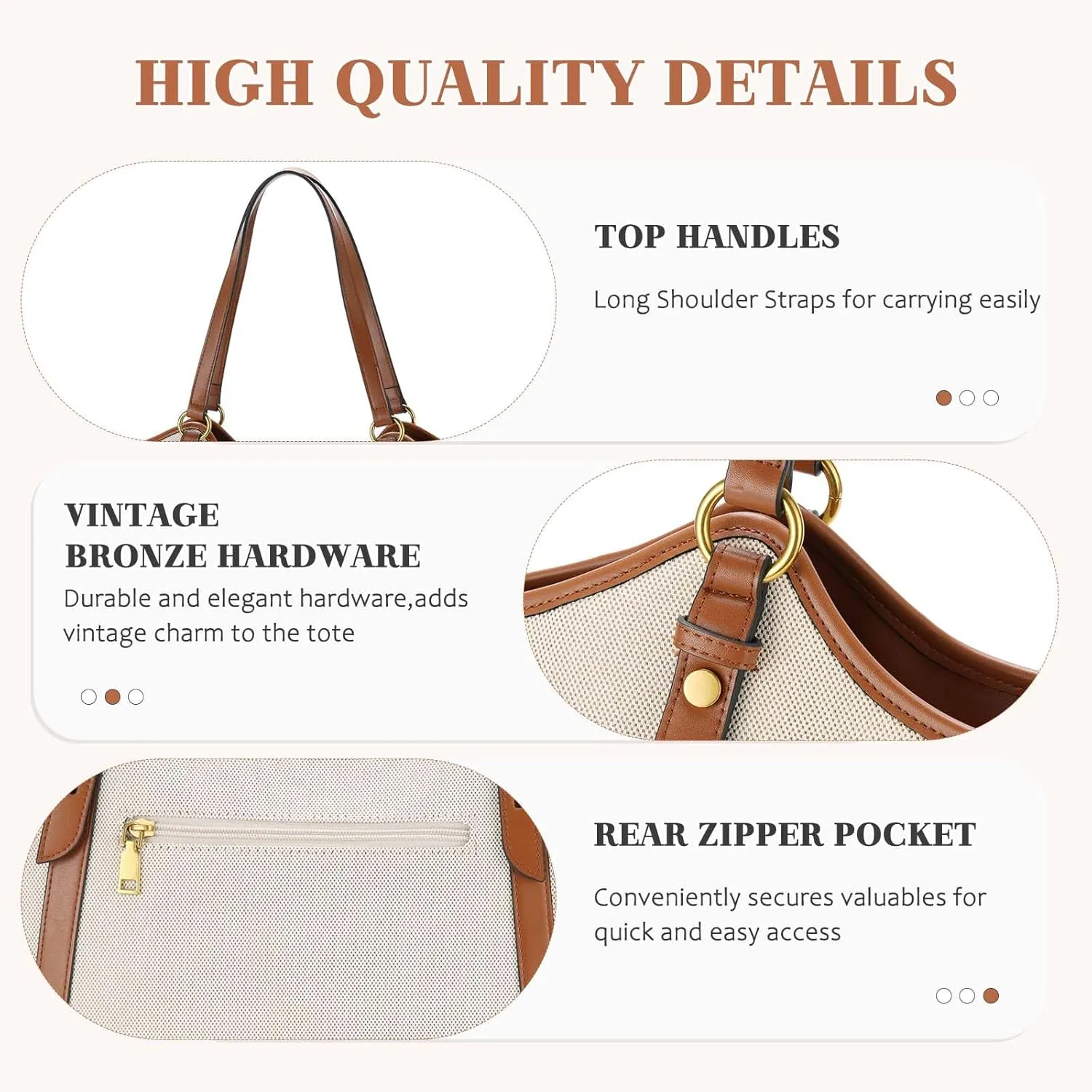 VASCHY Tote Bag Purse for Women, Fashion Large Vegan Leather Top Handle Satchel Shoulder Bag Handbag with Zipper for Work