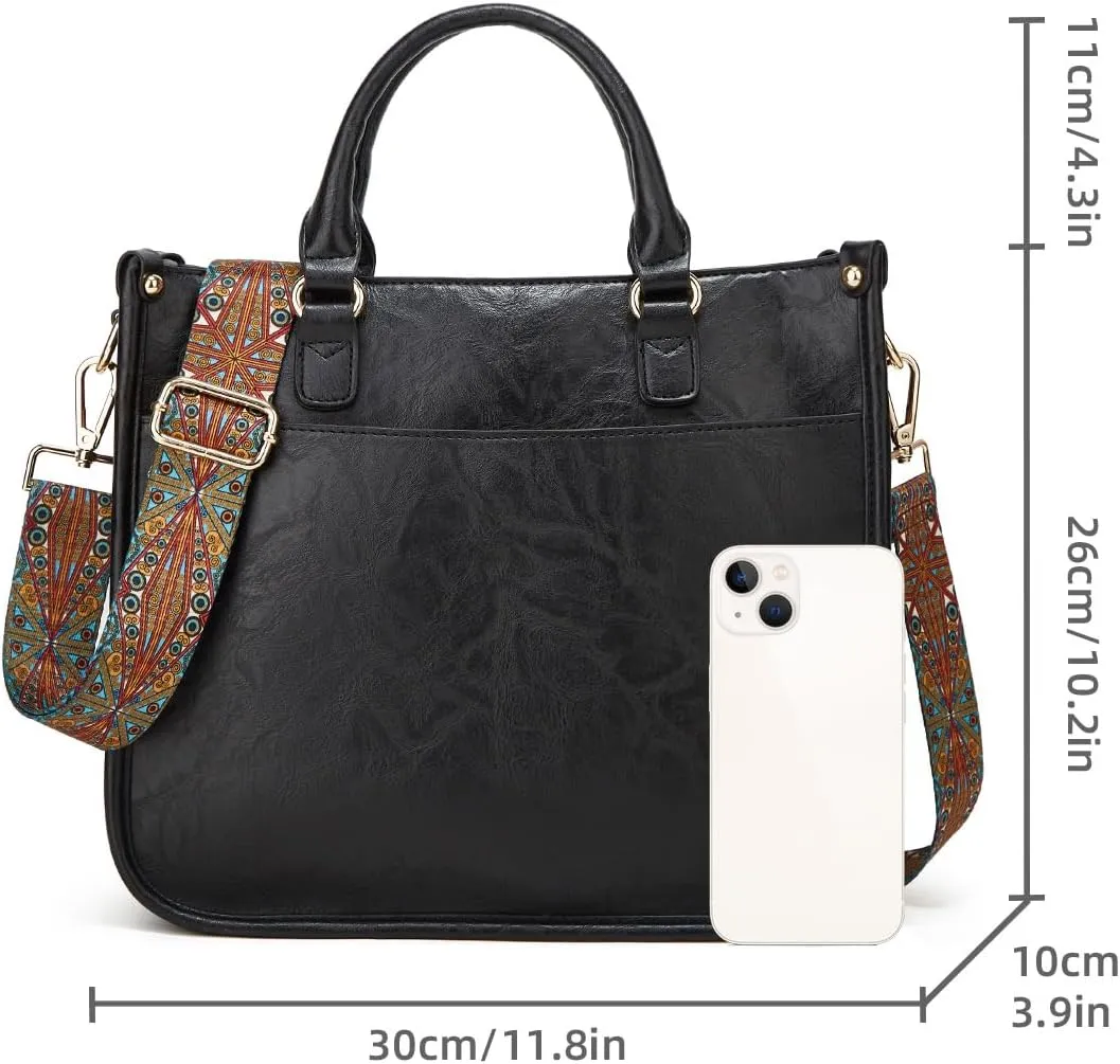 Vegan Leather Crossbody Bag for Women, Small Shoulder Purse with Wide Strap