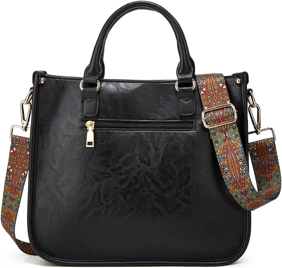 Vegan Leather Crossbody Bag for Women, Small Shoulder Purse with Wide Strap