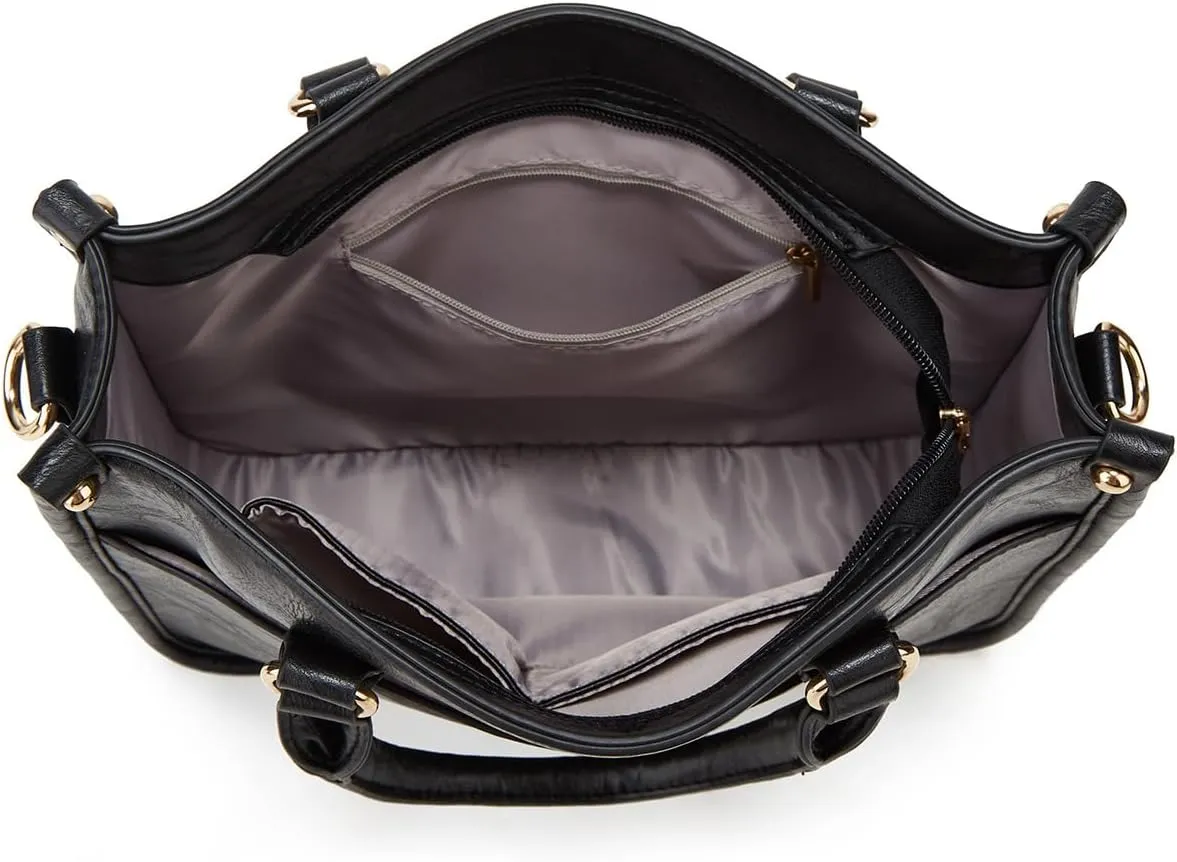 Vegan Leather Crossbody Bag for Women, Small Shoulder Purse with Wide Strap