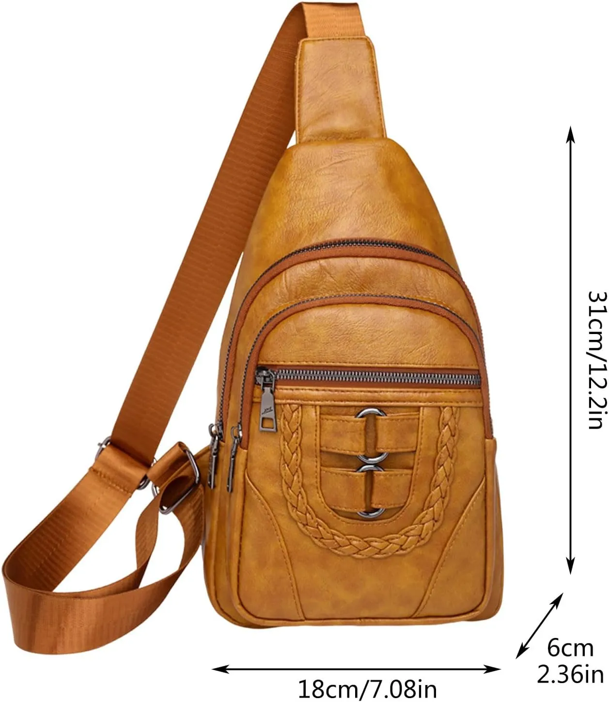 Vegan Leather Small Crossbody Bag for Women Fashion Purses with Pockets and Compartments Mens Work Backpack(Yellow)