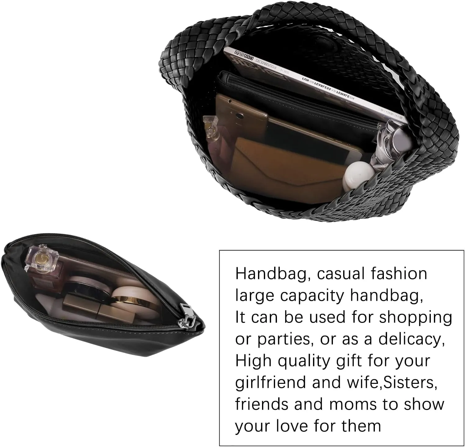 Vegan Leather Tote Bag For Women, Handmade Large Hobo Bag,Casual Shoulder Bag,Travel Underarm Purse Commuter Handbag