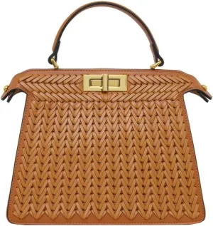 Vegan Leather Tote Bags for Women Woven Small Crossbody Shoulder Purse Trendy Top Handle Handbags Buckle Satchels