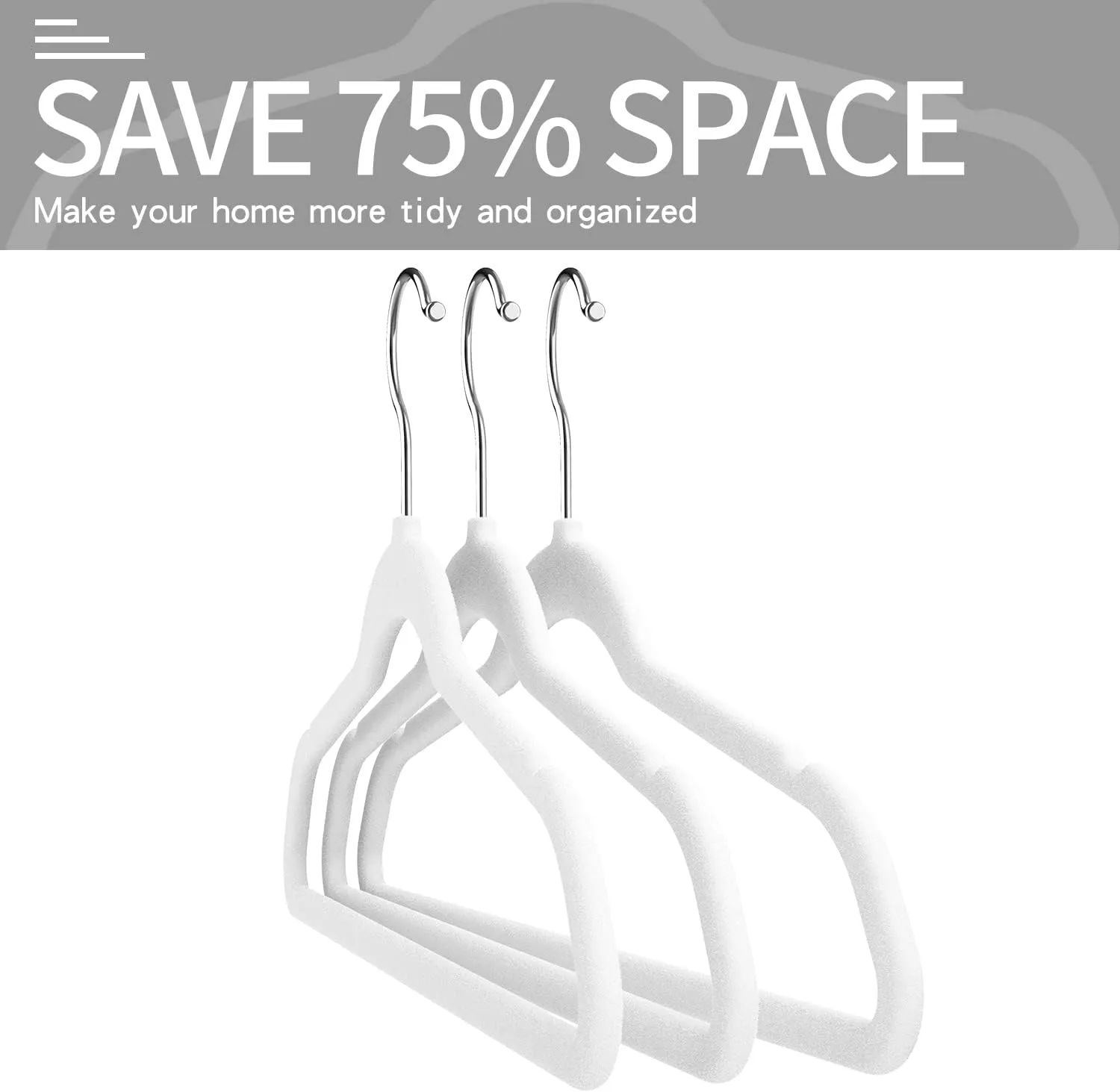 Velvet Clothes Hangers 50 Pack,Non-Slip Slim White Suit Hanger Space Saving Luxury Velvet Hangers for Wardrobe, Student Dorms, Home Organization