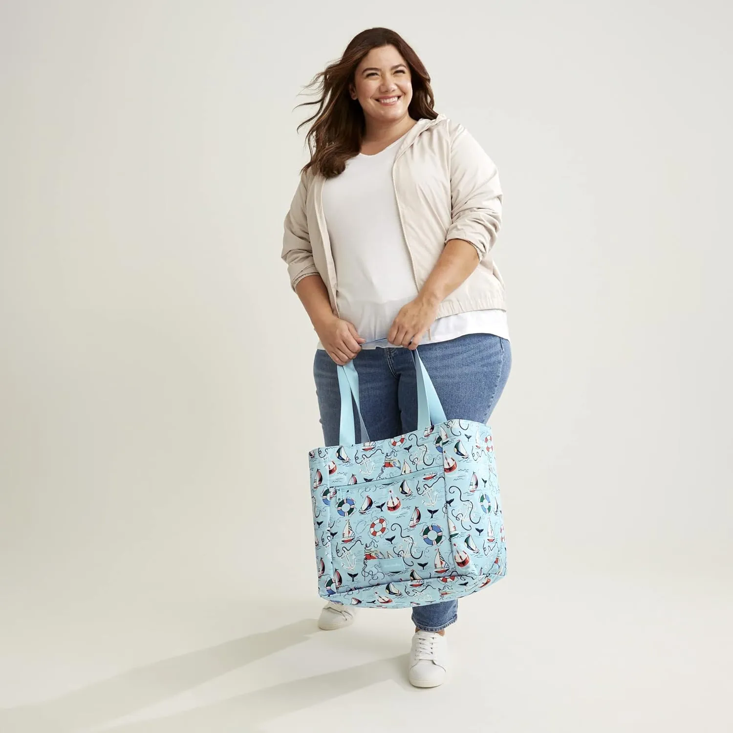 Vera Bradley Women's Recycled Lighten Up Reactive Drawstring Family Tote Bag