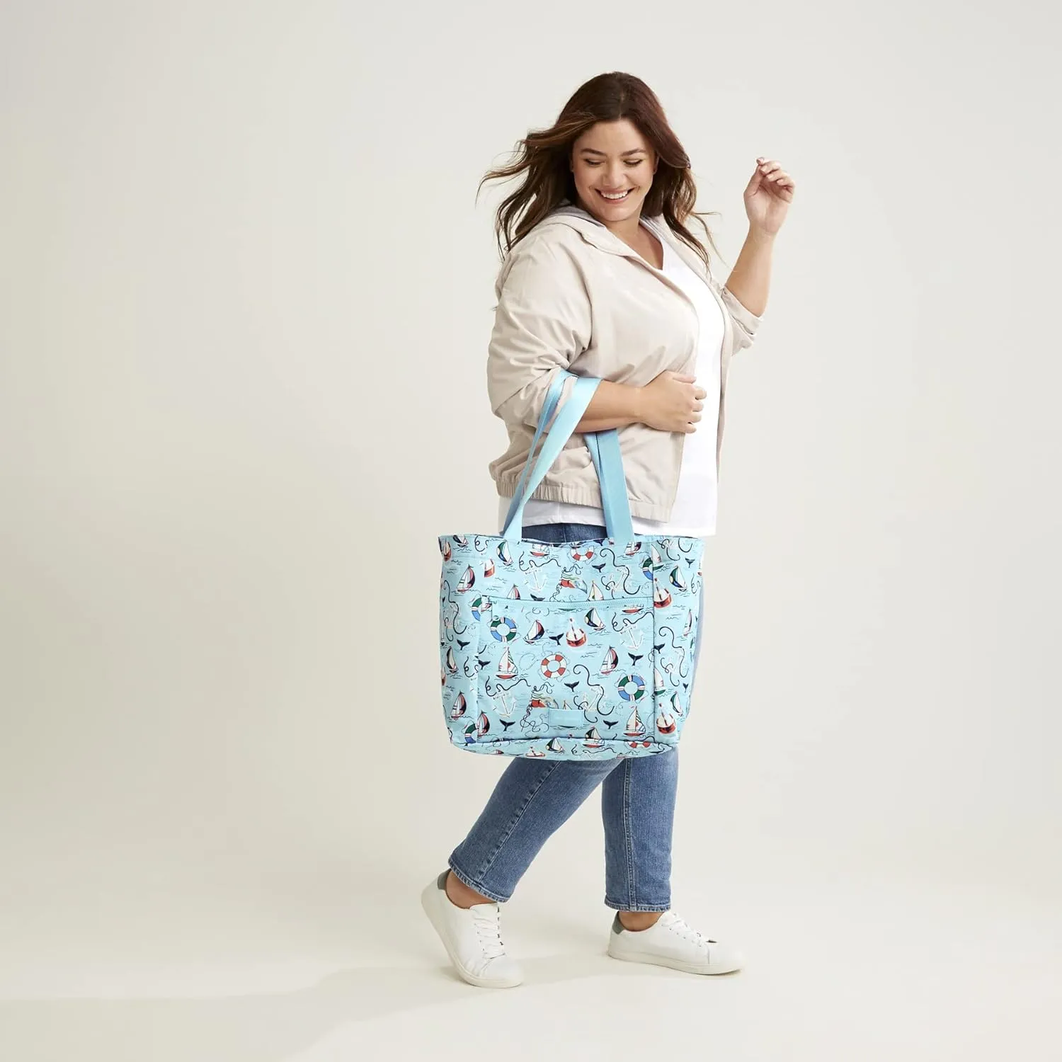 Vera Bradley Women's Recycled Lighten Up Reactive Drawstring Family Tote Bag