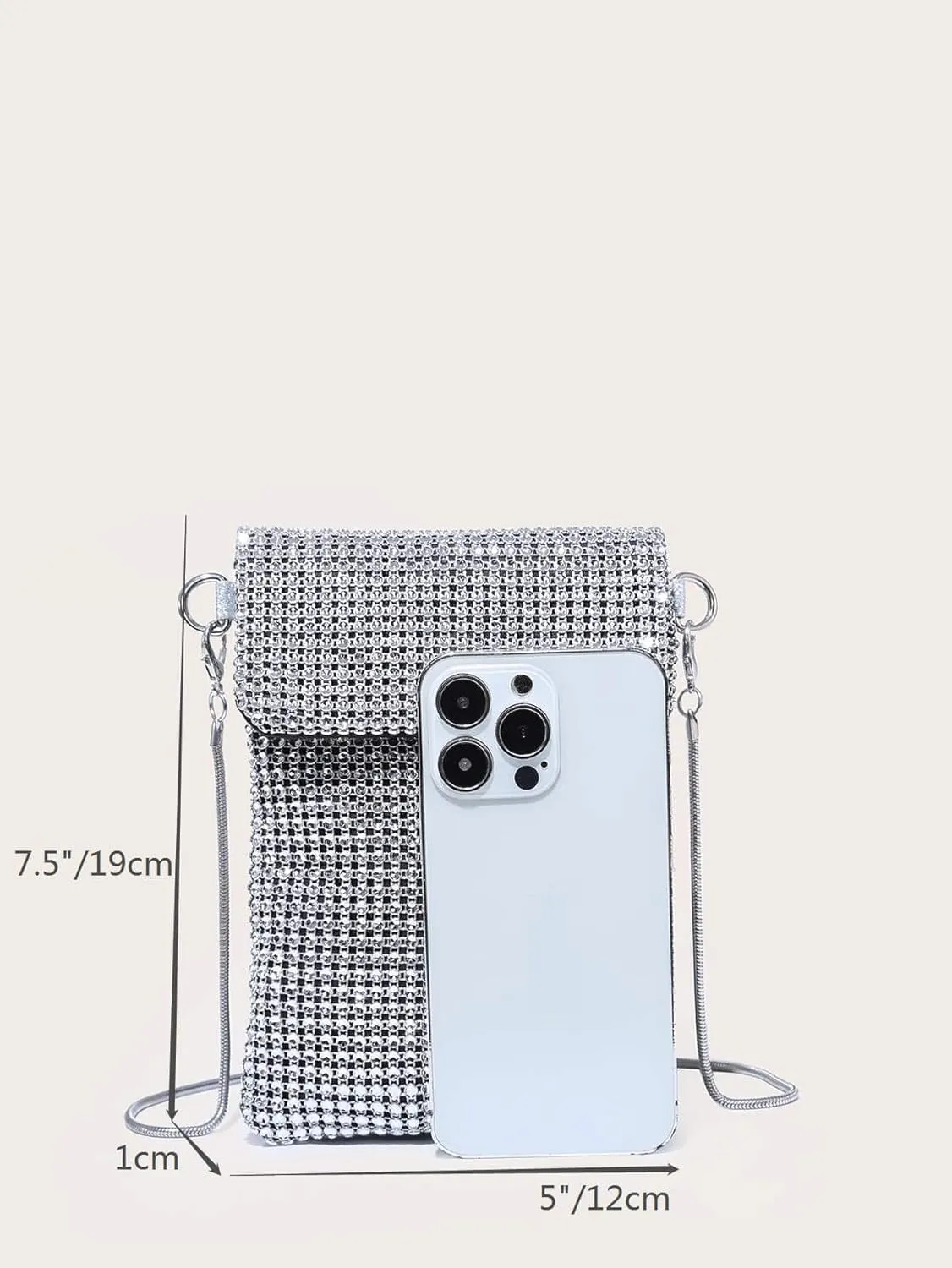 Verdusa Women's Crossbody Bag Glitter Rhinestone Evening Bag Purse Sequin Wedding Handbag