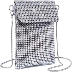 Verdusa Women's Crossbody Bag Glitter Rhinestone Evening Bag Purse Sequin Wedding Handbag