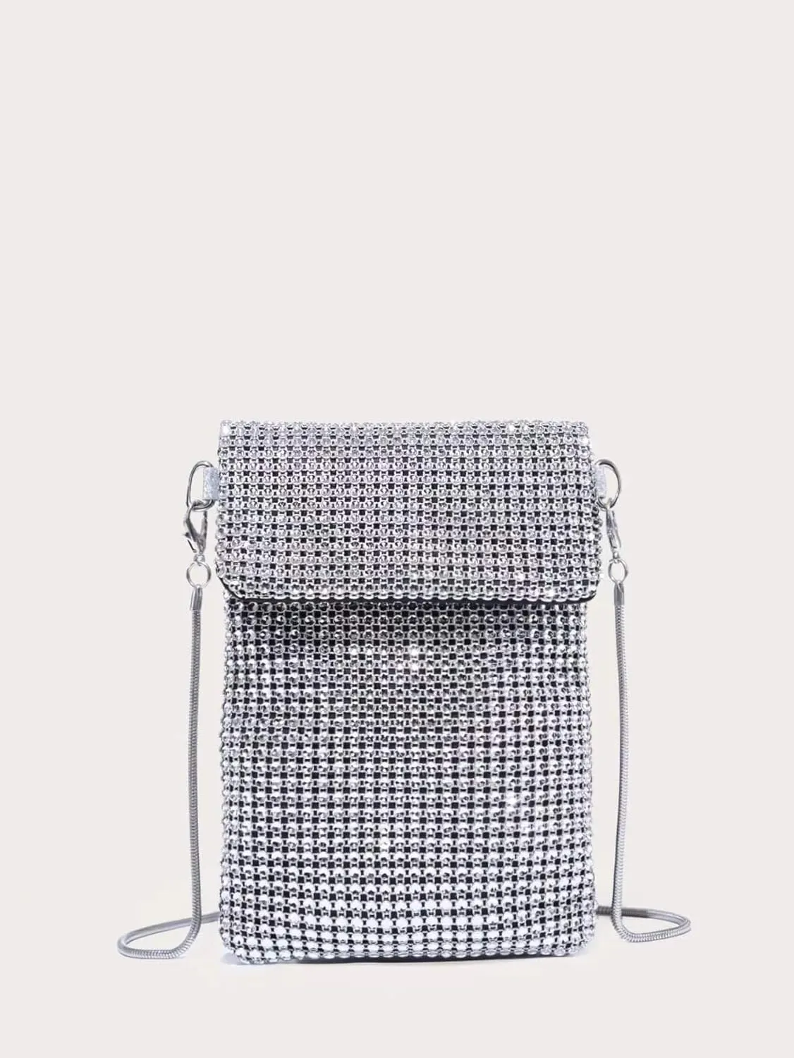 Verdusa Women's Crossbody Bag Glitter Rhinestone Evening Bag Purse Sequin Wedding Handbag