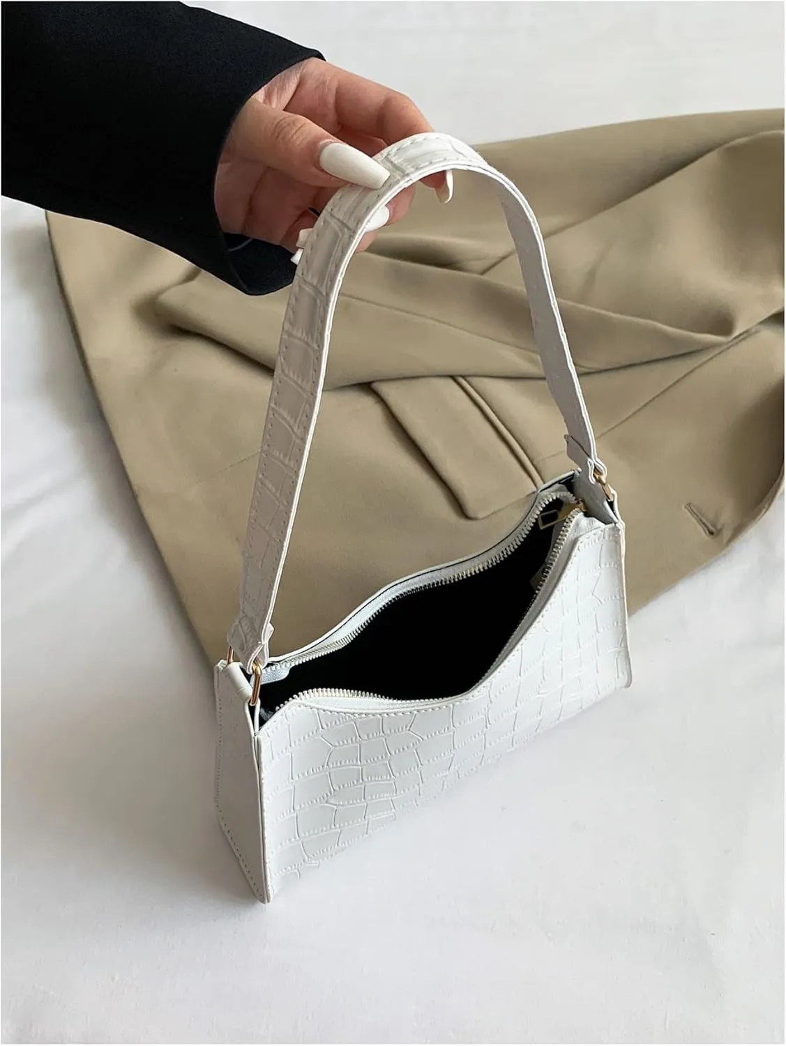 Verdusa Women's PU Leather Underarm Bag Zipper Shoulder Handbags Top Handle Purse