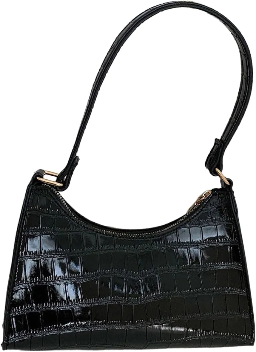 Verdusa Women's PU Leather Underarm Bag Zipper Shoulder Handbags Top Handle Purse