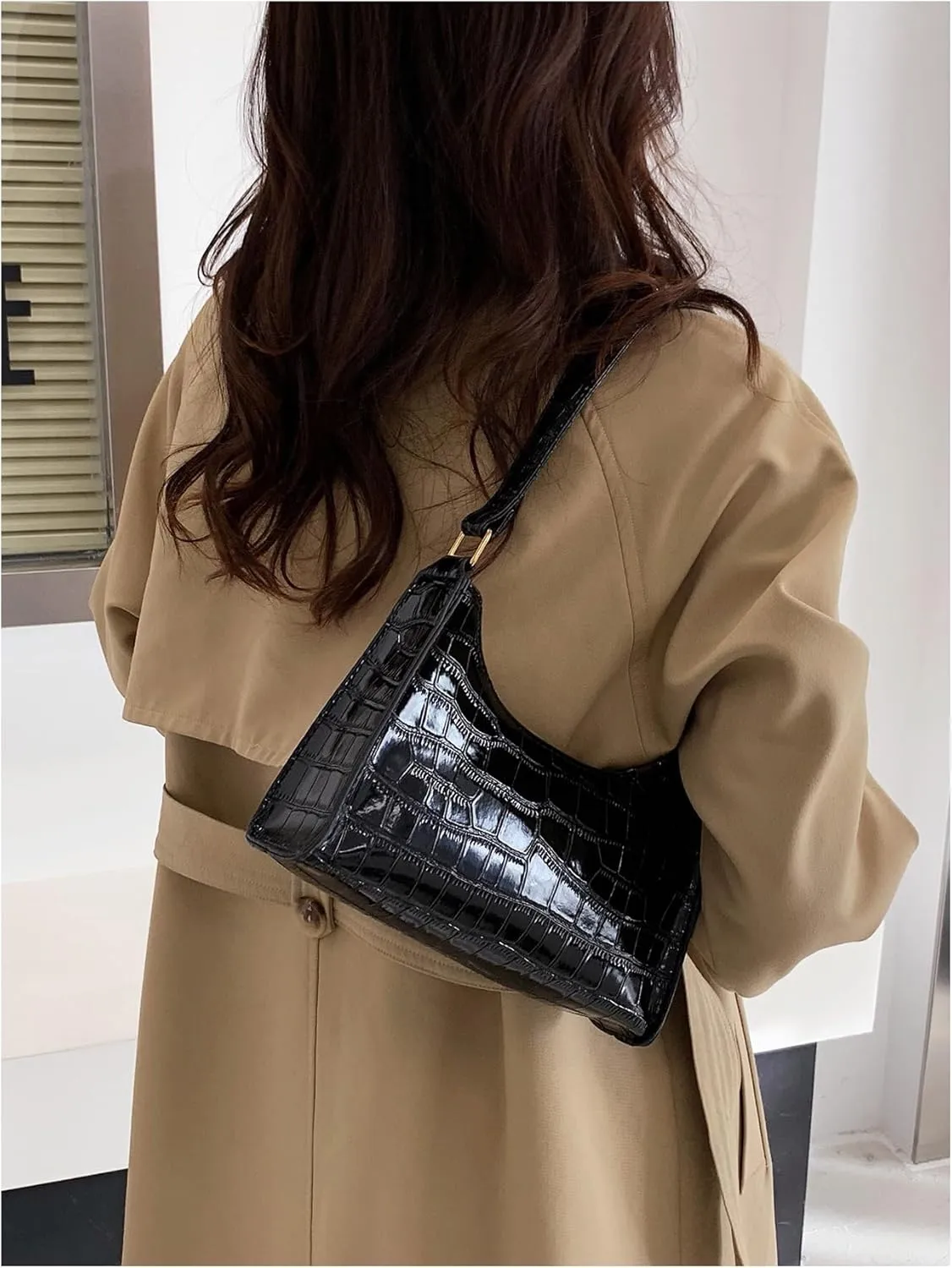 Verdusa Women's PU Leather Underarm Bag Zipper Shoulder Handbags Top Handle Purse