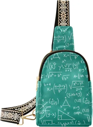 VIGTRO Fanny Pack Mathematical Equations Front Chest Bag Leather Waterproof, Numerical Symbol Women Sling Bag for Travel Hiking Cycling