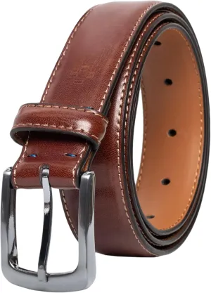 Vince Camuto Belts Men | Belt with Edge Stitch Detailing and a Nickle Finish Belt Buckle