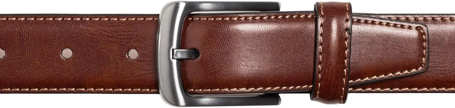 Vince Camuto Belts Men | Belt with Edge Stitch Detailing and a Nickle Finish Belt Buckle