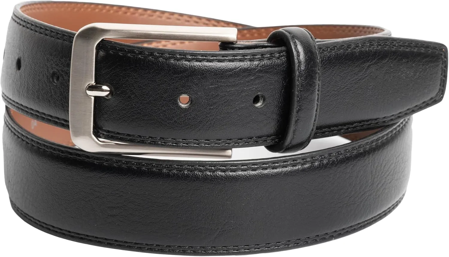 Vince Camuto Mens Belt | Double Stitch Detailing | Genuine Leather Belt