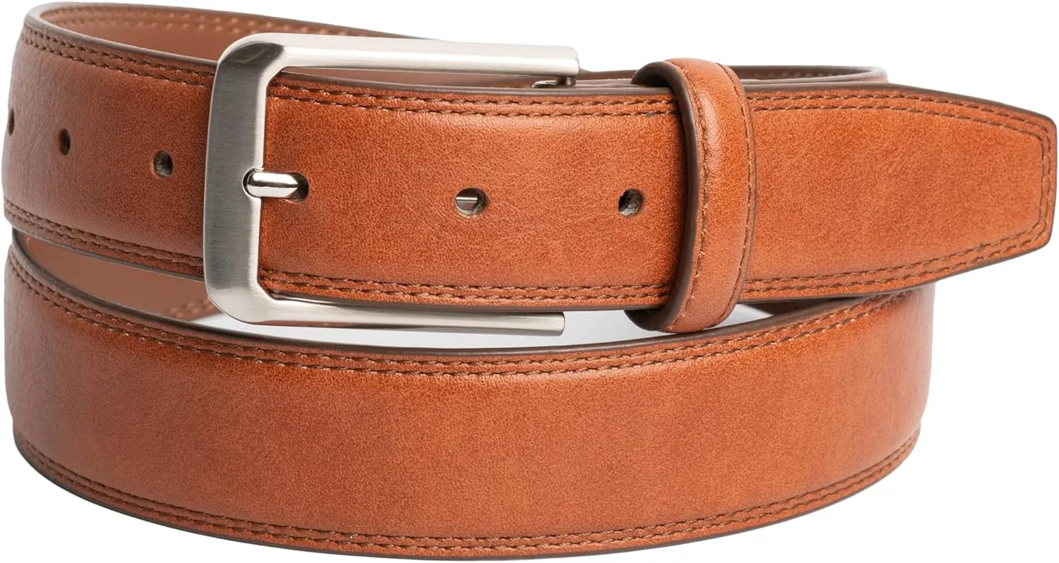Vince Camuto Mens Belt | Double Stitch Detailing | Genuine Leather Belt