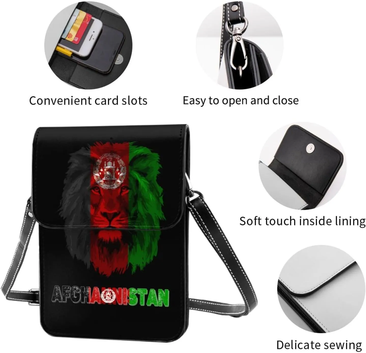 Vintage Barbados Barbadian Flag Lion Head Small Crossbody Purse Cell Phone Bag for Women