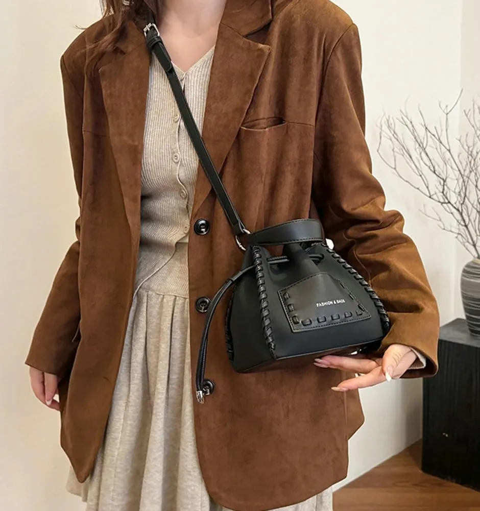 Vintage Bucket Purses for Women with Adjustable Strap Small Crossbody Shoulder Bags Handbag Phone Satchels
