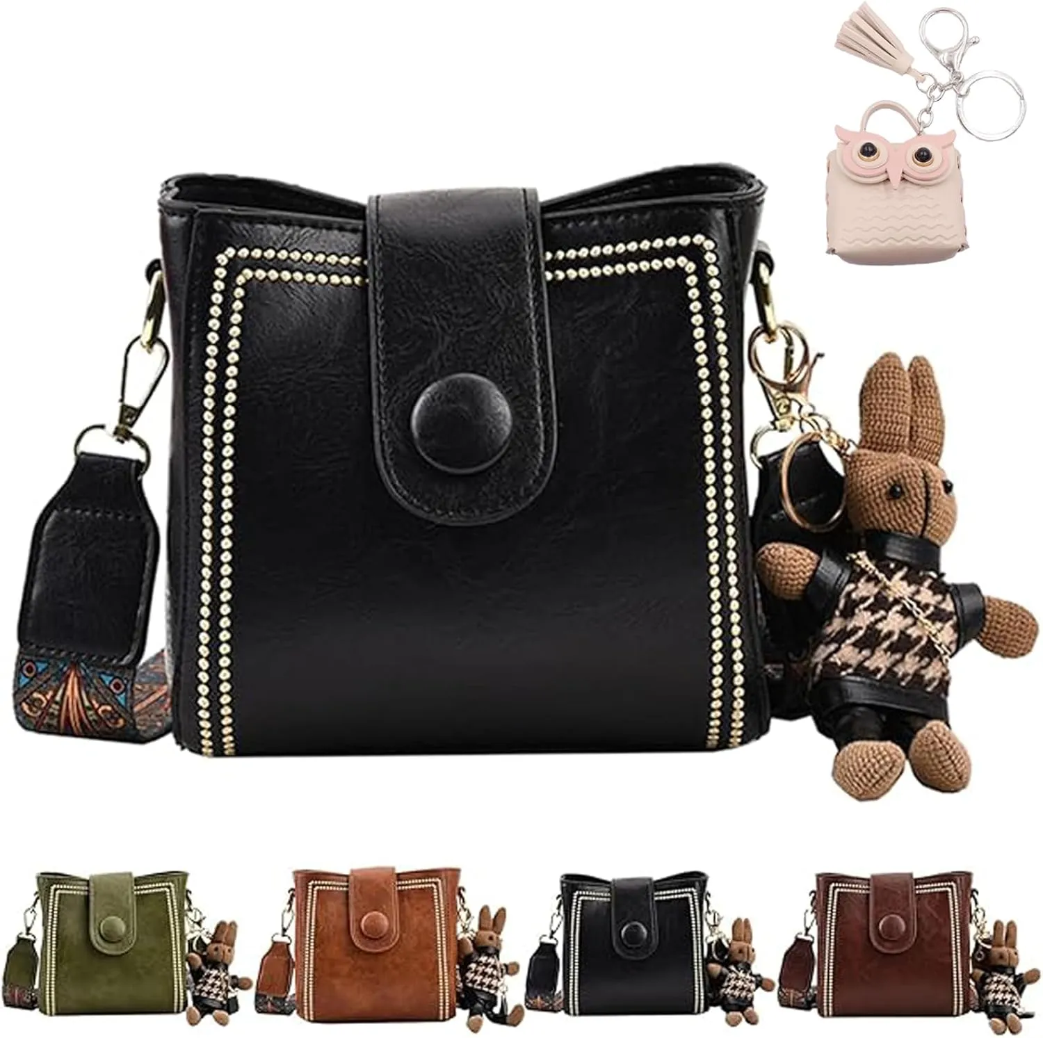 Vintage Fashion Bag with Adjustable Wider Shoulder Strap, Vintage Retro Small Water Bucket Bag, Women's Small Shoulder Bag