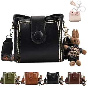 Vintage Fashion Bag with Adjustable Wider Shoulder Strap, Vintage Retro Small Water Bucket Bag, Women's Small Shoulder Bag