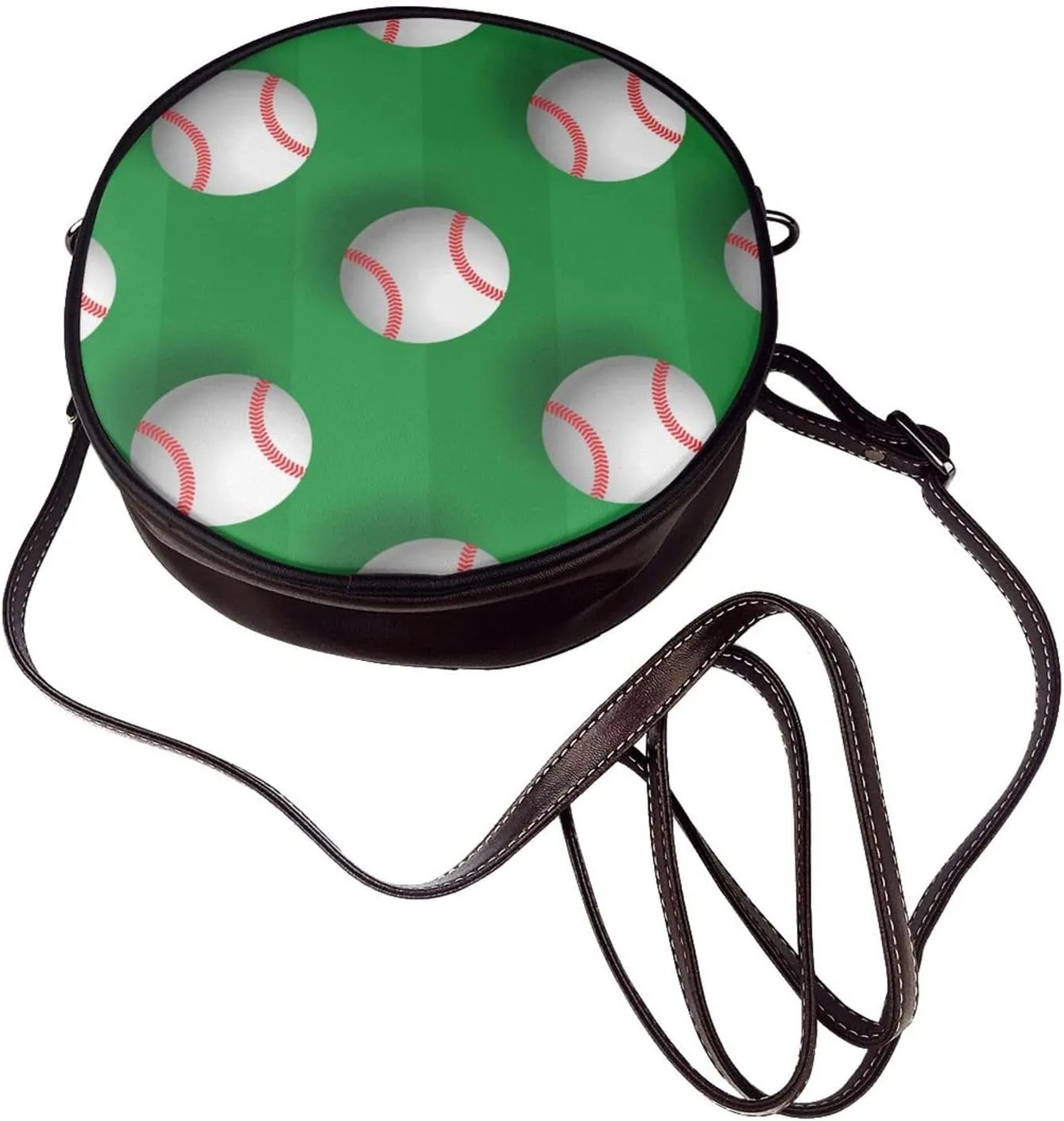 Vintage Leather Circle Shoulder Bag Purses Handbags for Women Small Round Beach Bags with Adjustable Straps