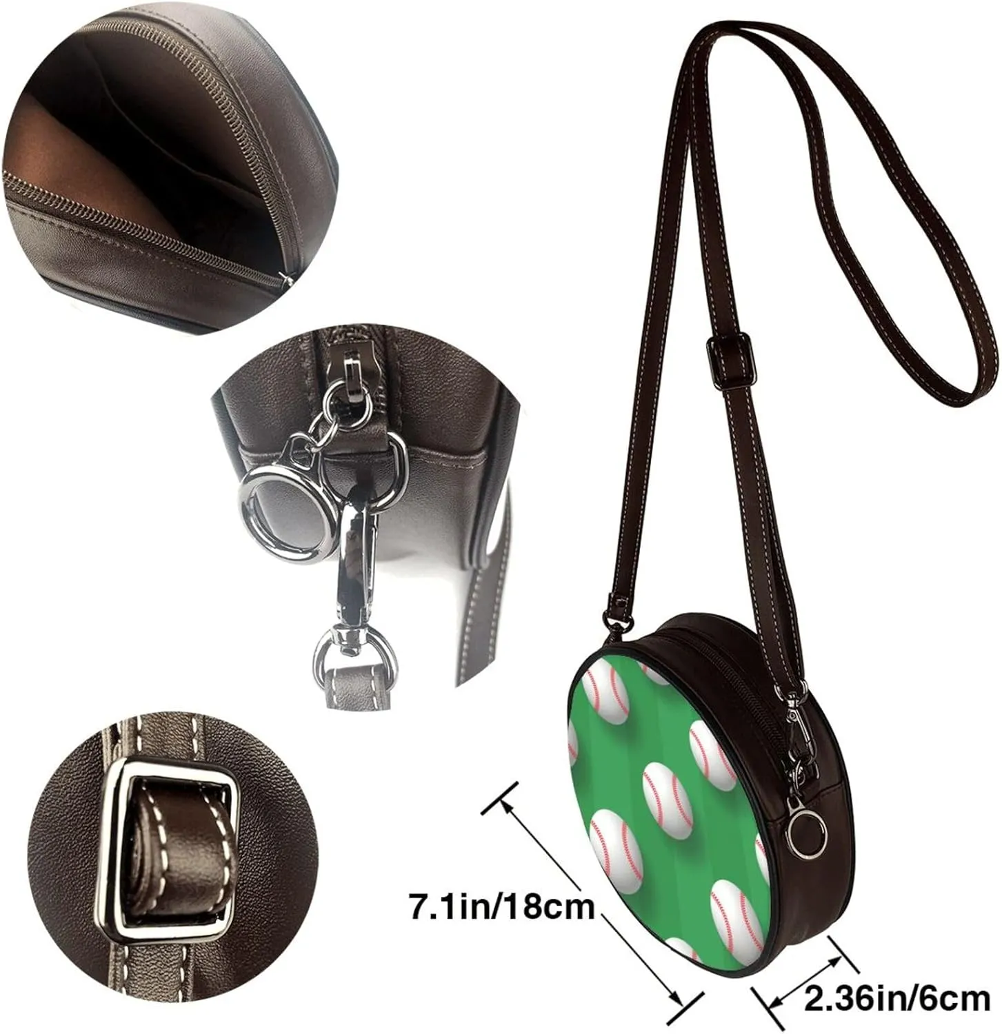 Vintage Leather Circle Shoulder Bag Purses Handbags for Women Small Round Beach Bags with Adjustable Straps