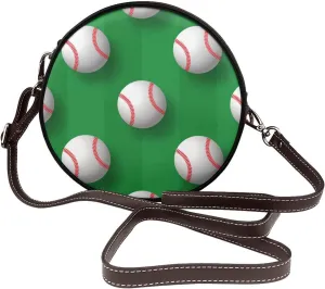 Vintage Leather Circle Shoulder Bag Purses Handbags for Women Small Round Beach Bags with Adjustable Straps