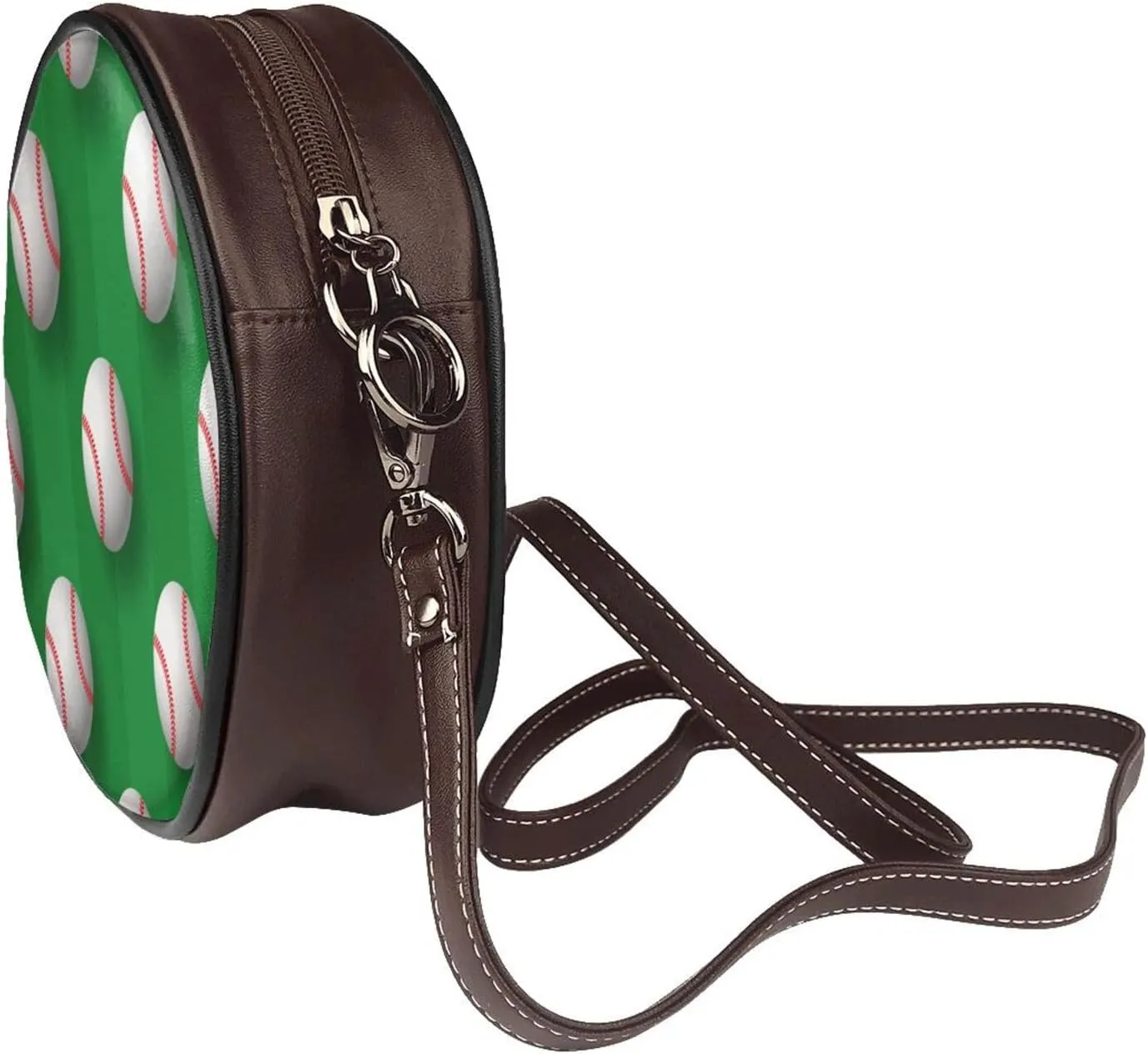 Vintage Leather Circle Shoulder Bag Purses Handbags for Women Small Round Beach Bags with Adjustable Straps