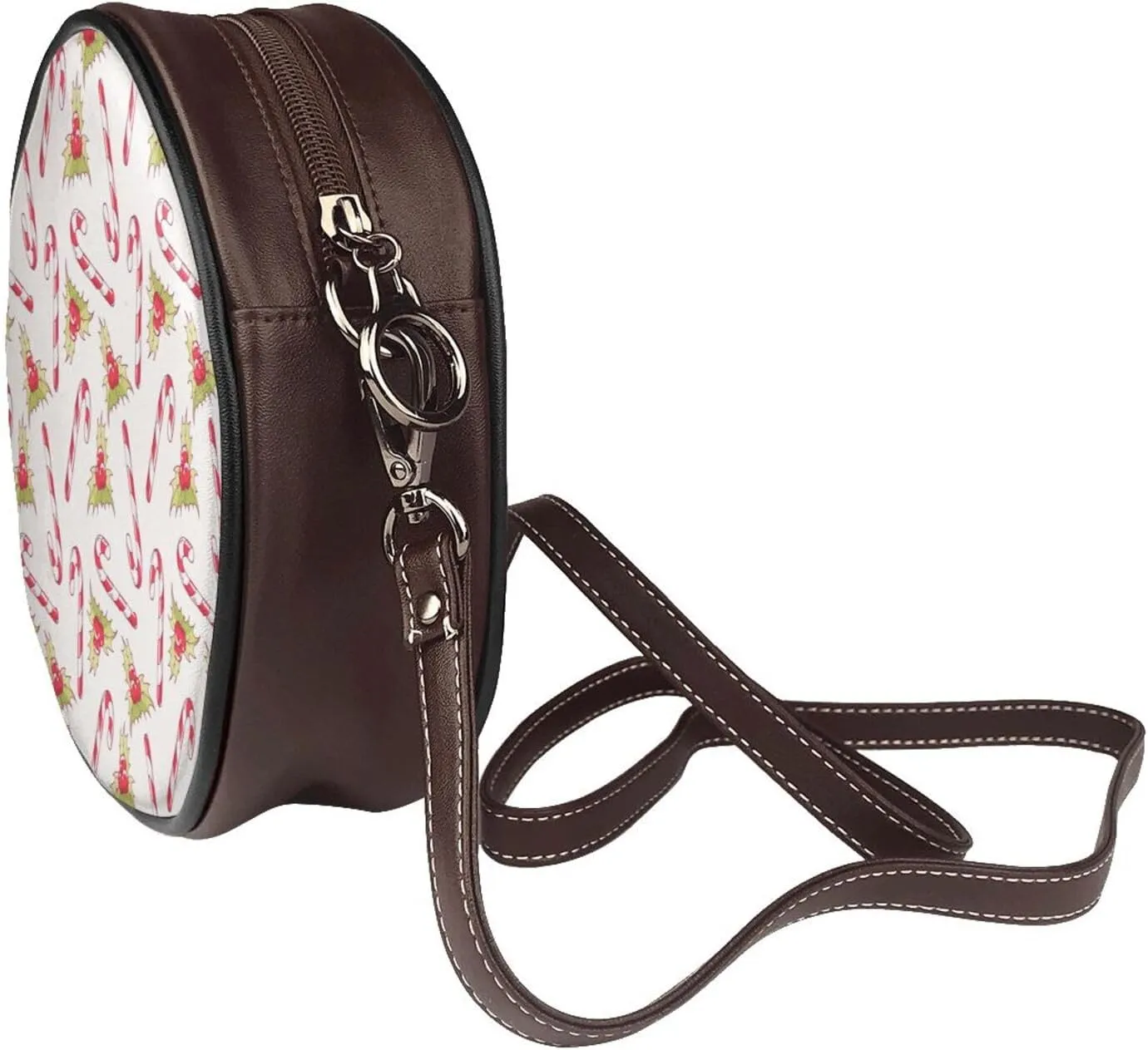 Vintage Leather Circle Shoulder Bag Purses Handbags for Women Small Round Beach Bags with Adjustable Straps