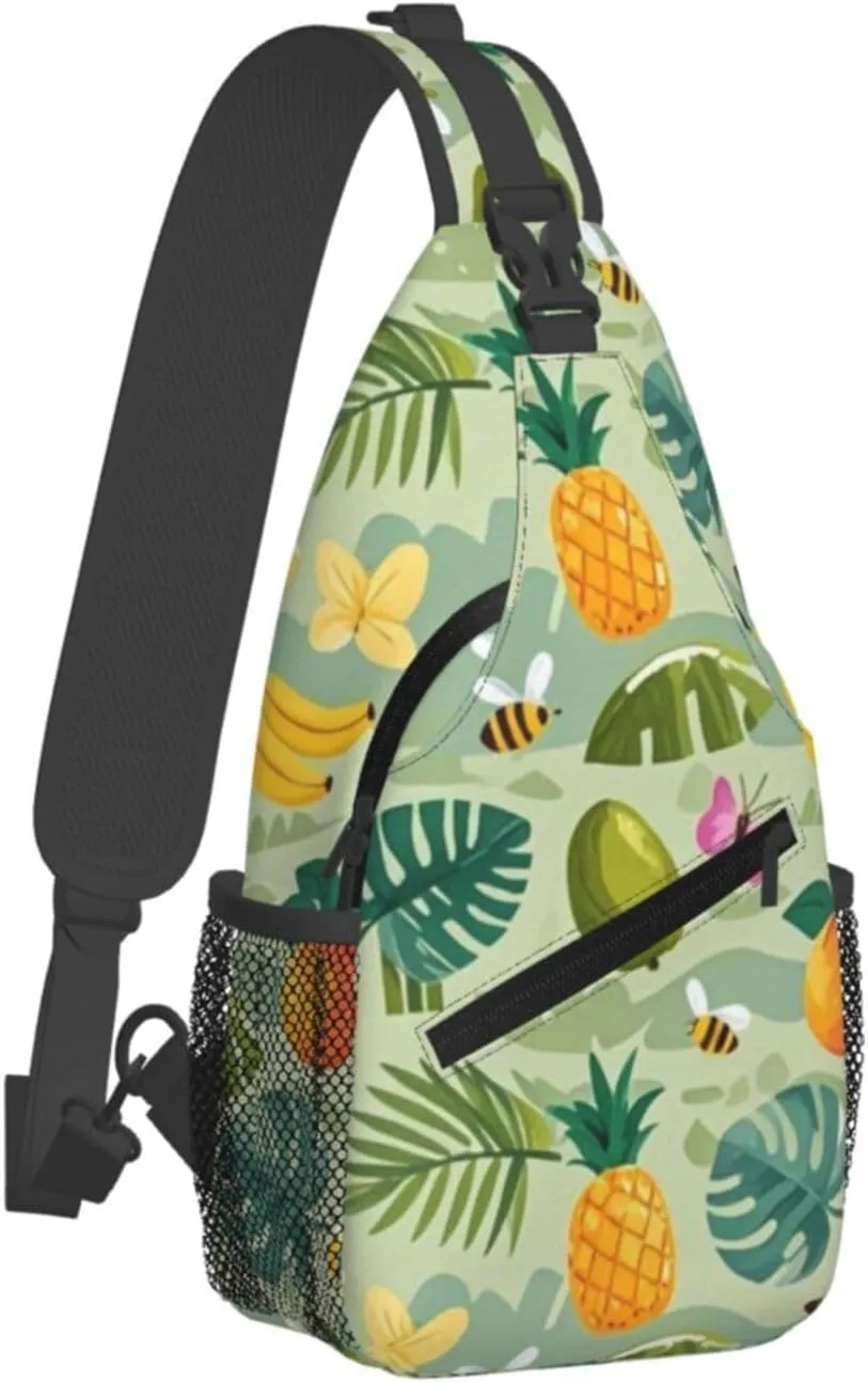 Vintage Leopard Crossbody Bags Cross Chest Bag Adjustable Sling Backpack for Women Men