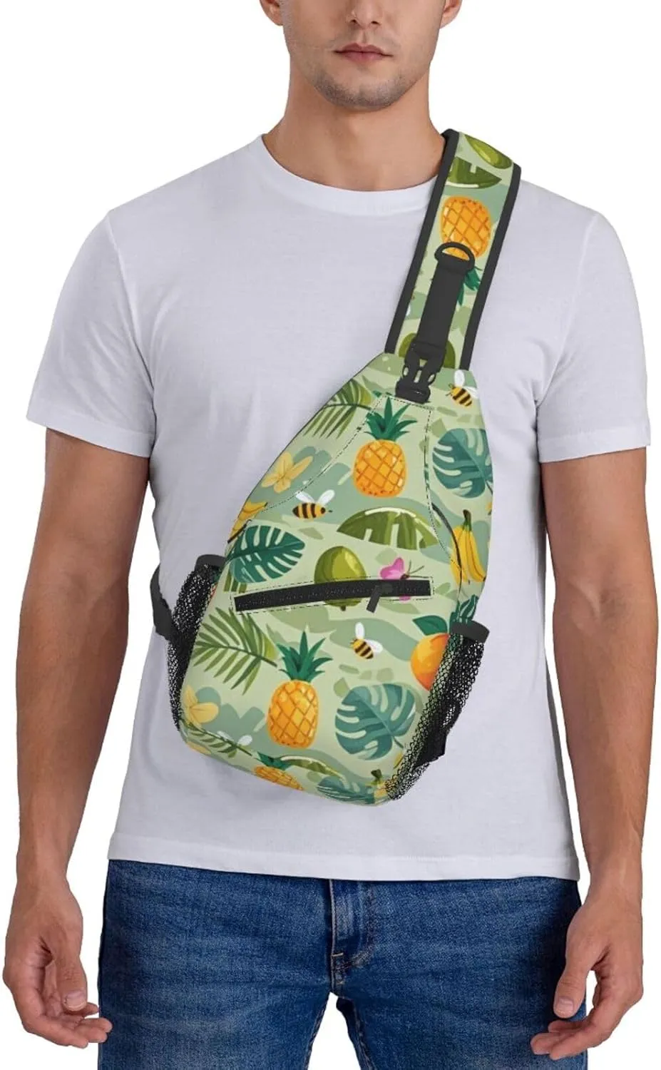 Vintage Leopard Crossbody Bags Cross Chest Bag Adjustable Sling Backpack for Women Men