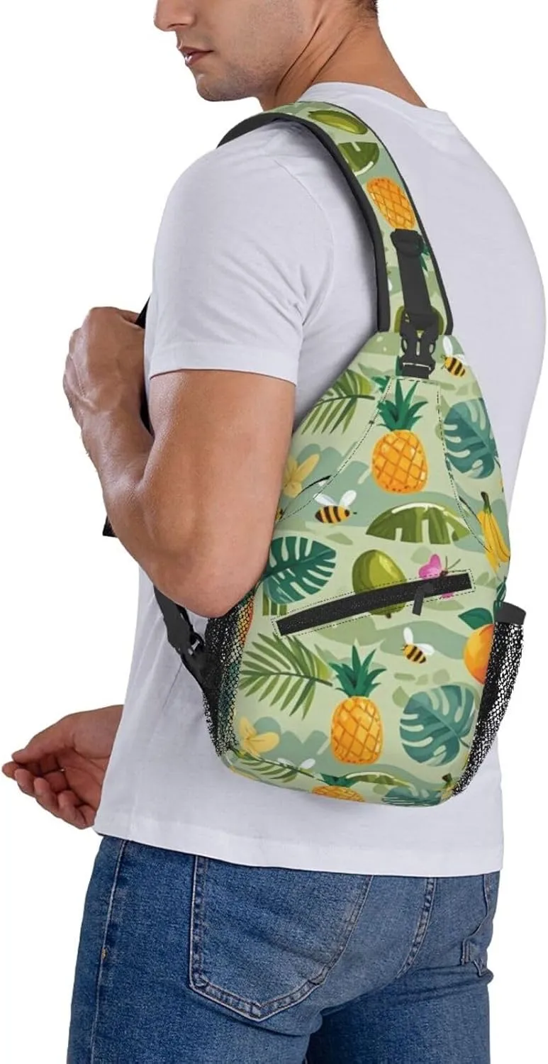 Vintage Leopard Crossbody Bags Cross Chest Bag Adjustable Sling Backpack for Women Men