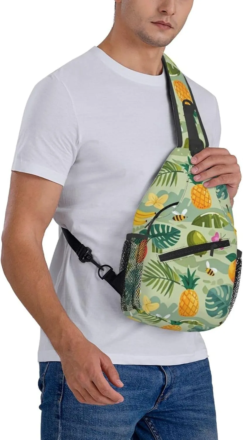 Vintage Leopard Crossbody Bags Cross Chest Bag Adjustable Sling Backpack for Women Men