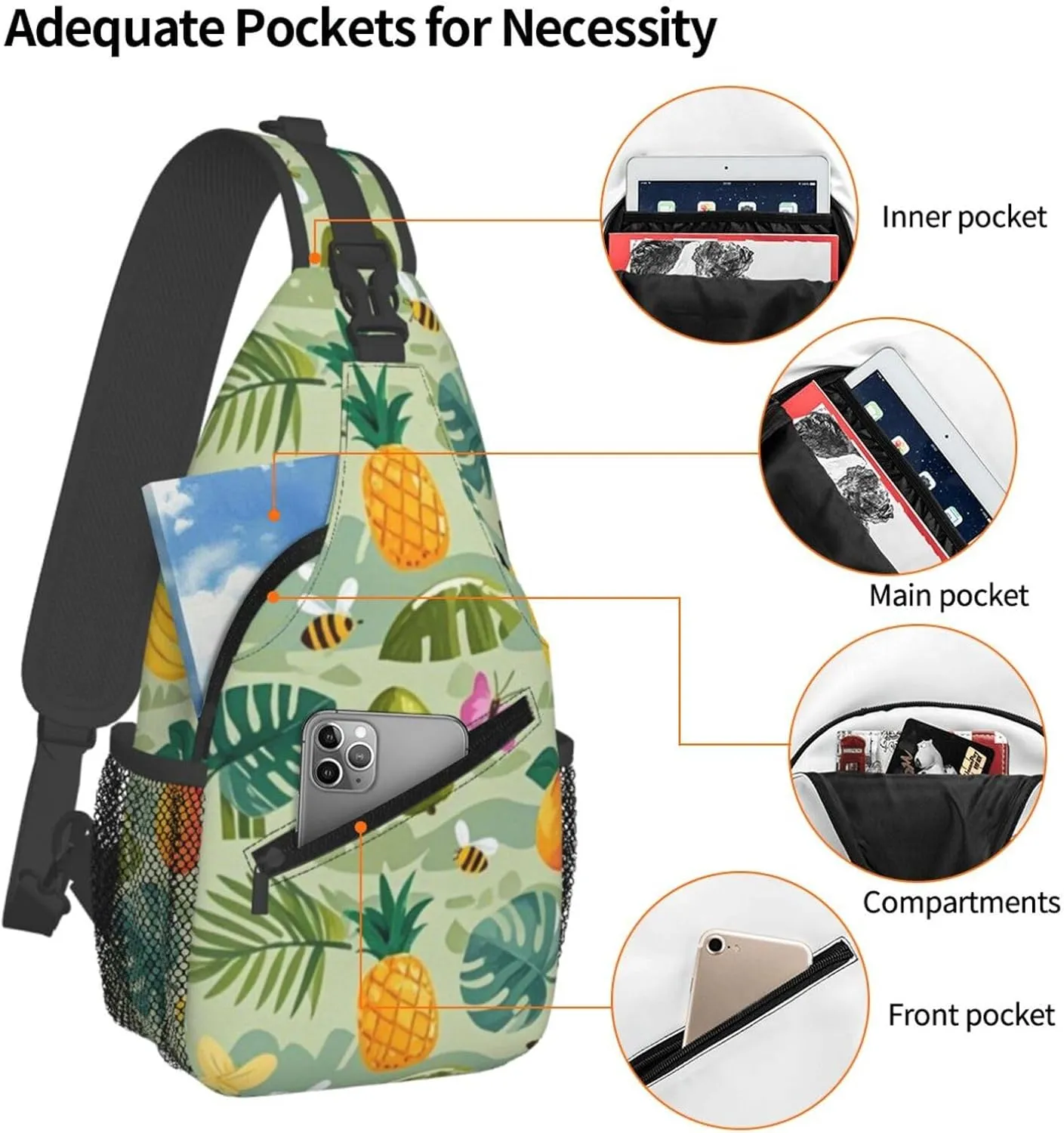 Vintage Leopard Crossbody Bags Cross Chest Bag Adjustable Sling Backpack for Women Men